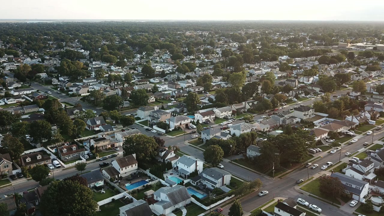 Aerial view of Massapequa, Long Island, where Dental at Home provides in-home dental care